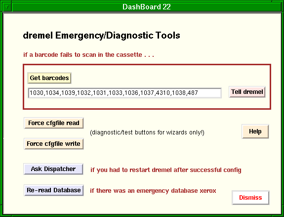 image of dashboard
	    dremel emergency/diagnostic tools subpanel