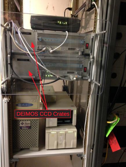 Image showing the location of the DEIMOS CCD
		   crates