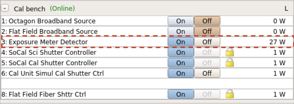 Screenshot of the exposure meter power status in the Power GUI..