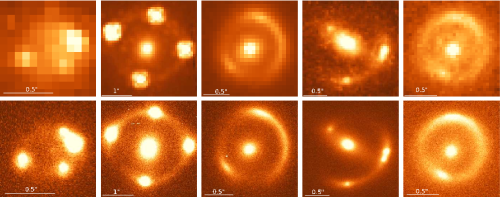 Montage of Keck and HST images of lensed objects